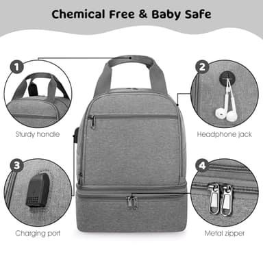 OCKLILY Pump Bag for Spectra S1 S2, Wearable Breast Pump Bags with Ice Pack, Pumping Bag with Waterproof Mat for Pump Accessories, Insulated Bottle Bags for Work Travel and Family (Grey) - Image 8
