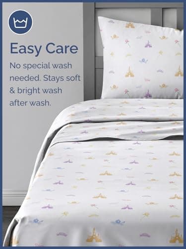 Kids Full Size Princess Bed Sheets - 4 Piece Kids Princess Sheet Set - Castle Themed Bedding - Ultra-Soft, Cute & Cozy - Breathable & Machine Washable - Rose Bed Set for Boys, Girls, Teens & Toddlers - Image 5