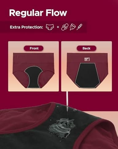 INNERSY Period Underwear for Women High Waisted Leak-Proof Postpartum Menstrual Panties 3-Pack - Image 5