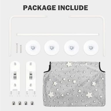 Cordless Cat Window Perch for Large Cats, Glow in The Dark Cat Window Hammock with Hook Design, Easy to Assemble, Foldable Window Seat for Cats Inside, Gray L - Image 9