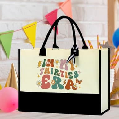 Ajgvf 30th Birthday Decorations for Her 30th Birthday Gifts for Women 30th Birthday Gift Ideas 30 Year Old Birthday Gifts for Women Mom Grandma Sister Friend Wife Coworker with Canvas Tote Bag Blak - Image 3