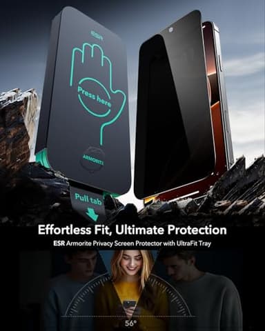 ESR 3 Pack 9H+ Glass for iPhone 16 Pro Privacy Screen Protector, [Military Grade Shatterproof & Longest Durable] Armorite Anti-spy Tempered Glass with UltraFit Tray - Image 2