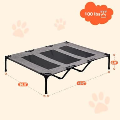 PRAISUN XL Outdoor Dog Bed, Elevated Dog Bed with Durable Oxford Fabric, Textilene Mesh, Metal Frame for Indoors, Outdoors, Lawn, Heather Grey - Image 7