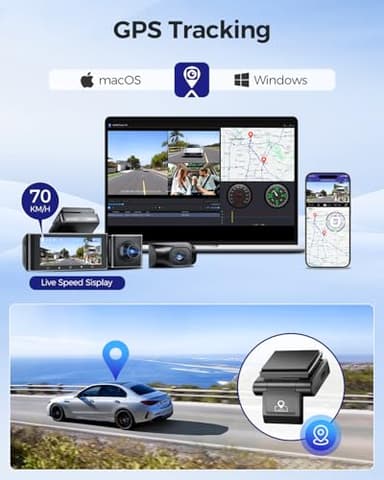 AZDOME M550 Max 4K 3 Channel Dash Cam, Dual STARVIS Sensors, 4K+2.5K+1080P Front and Rear Inside Triple Car Camera, Built-in WiFi GPS, 64GB Card Included, IR Night Vision, WDR, 24H Parking Mode - Image 6