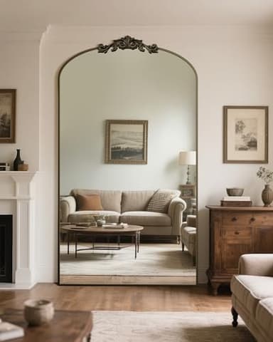 Antok Arched Full Length Mirror, 81"x41" Floor Mirror with Carved, Full Body Mirrors for HomeDecor, Standing/Halling Large Wall Mirror for Bedroom, Living Room, Cloakroom, Bronze, Retro Style - Image 2