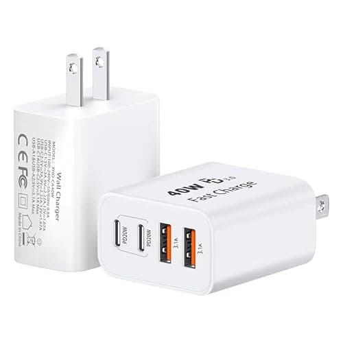 TT&C USB C Block 40W, 4 Ports Wall Plug Fast Charging Block, PD+QC Multiport Power Adapter USB C Charger Type C for iPhone 17, 17 Air, 17 Pro, 17 Pro Max, 16,15,14,13,12, Galaxy Phones (White 2Pack) - Image 1