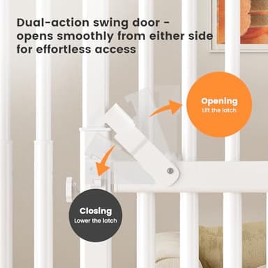 Gardner Pet 51"-87" Extra Tall Cat Gate for Doorway, 27.56"-37" Wide Included 4 Extension Kits, No Drilling Pressure Mount Kit Full Door Gate for Dogs (White, 51"-87" High) - Image 5