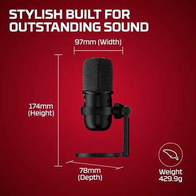 HyperX SoloCast – USB Condenser Gaming Microphone, for PC, PS4, PS5 and Mac, Tap-to-Mute Sensor, Cardioid Polar Pattern, great for Streaming, Podcasts, Twitch, YouTube, Discord,Black - Image 8