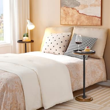 HOOBRO Small Round Side Table, Drink Table, Coffee Martini Table with Pedestal for Small Spaces in Living Room, Bedroom, Sofa Couch, Rustic Brown BF168BZ01 - Image 2