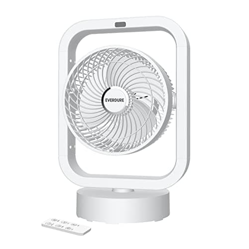 Everdure 10” Oscillating AC Floor, Desk or Table Fan, 4 Speed Settings, Targeted Airflow Control, Remote Control Included, Portable, Perfect for Bedroom, Living Room, Home Office, White - Image 1