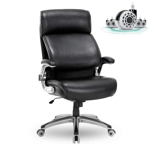 COLAMY Executive Padded Leather Office Chair-Ergonomic Lumbar Support, Desk Chair for Home and Office with Flip-up Arms, High Back, Adjustable Desk Computer Chair for Work, Meeting, Black, 400lbs - Image 1