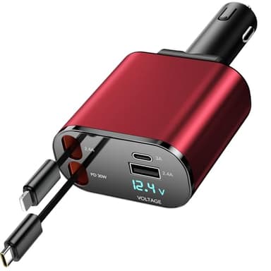 Retractable Car Charger for iPhone 17, 4 in 1 Fast Car Charging 69W,Car Travel Essentials Charger, Women Men for Gifts USB C Car Accessories Adapter Compatible for iPhone 17 16 15 14 13,Galaxy,Pixel - Image 2