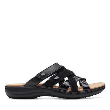 Clarks Women's Laurieann Bali Slide Sandal, Black Leather, 7.5