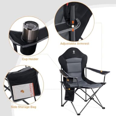 EVER ADVANCED Folding Camping Chair with High Back Padded 2 Pack Oversized Portable Lawn Chairs Lightweight Sturdy Steel Foldable Outdoor Camp Chair for Adults, Black - Image 5