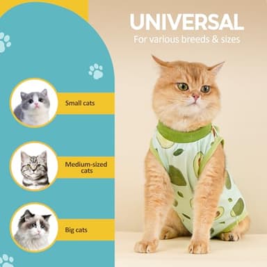 Avont Cat Recovery Suit - Kitten Onesie for Cats After Surgery, Cone of Shame Alternative Surgical Spay Suit for Female Cat, Post-Surgery or Skin Diseases Protection -Avocado(M) - Image 5