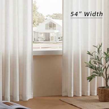 DaysU Linen Natural Curtains - 96 Inch Length, 2 Panel Sets for Living Room & Bedroom/Farmhouse, Semi Sheer Pleated, Rod Pocket, Light Filtering Privacy - Image 7