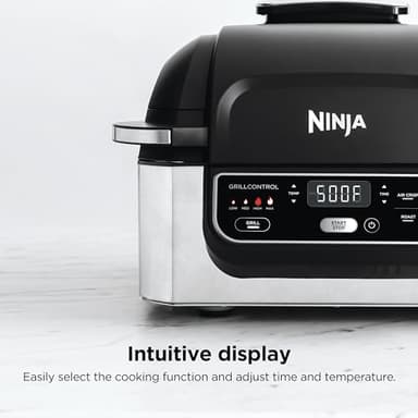 Ninja | Indoor Grill | Foodi | 5-in-1 (Grill, Air Fry, Roast, Bake, and Dehydrate | Fits up to 3lb Roast | Smoke Control System and Dishwasher Safe Parts| Black/Grey | AG301 - Image 8
