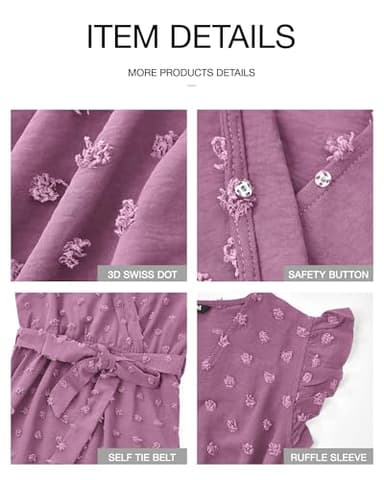 BTFBM Women V Neck Summer Dress 2025 Cap Sleeve Swiss Dot Boho Flowy Ruffle Slit Beach Party Long Maxi Cocktail Dresses(Purple, Small) - Image 6