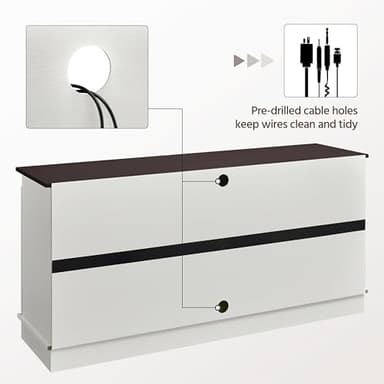 Yaheetech TV Stand for 65 Inch TV, Farmhouse Entertainment Center with Sliding Barn Doors, TV Media Console for Living Room, White & Espresso - Image 6