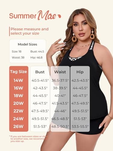 Summer Mae Plus Size Tankini Swimsuits for Women Two Piece Athletic Bathing Suit with Sports Bra Tummy Control Swimwear Leopard Print 24 Plus - Image 6