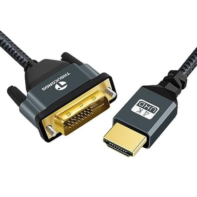 Thsucords 4K HDMI to DVI Cable 6.6FT, Gold-Plated & Braided DVI to HDMI Adapter Cable Bi-Directional for Projector, Laptop, TV, PC, DVD Player - Image 6