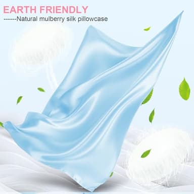 Mulberry Silk Pillow Cases Queen Size with Hidden Zipper, Ultra Smooth and Soft Breathable Cooling Silk Satin Pillowcase for Hair and Skin, Gifts for Women Men (Sky Blue, 20x30 Inches, 1 Pack) - Image 2