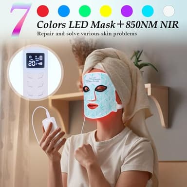 biuufish Red Light Therapy for Face, 7＋1 Colors LED Face Mask Light Therapy with 850NM Near-infrared, Portable Rechargeable Red Light Therapy Mask Skin Care Device at Home and Travel for Anti-Aging - Image 3