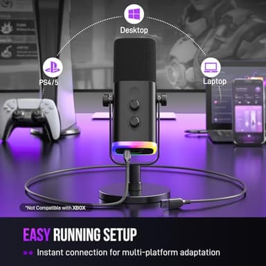FIFINE USB/XLR Dynamic Microphone for Podcast Recording, PC Computer Gaming Streaming Mic with RGB Light, Mute Button, Headphones Jack, Desktop Stand, Vocal Mic for Singing YouTube-AmpliGame AM8 - Image 7
