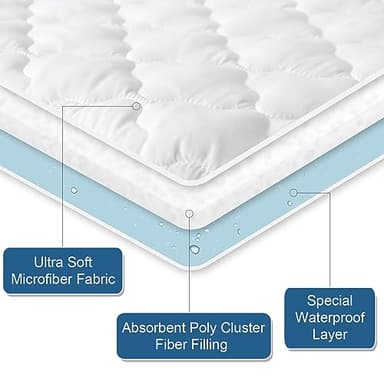 2 Pack Queen Mattres Protector Pad Waterproof Quilted, Soft & Cooling Queen Size Mattress Protector Cover Fitted with Deep Pocket up to 14", (White) - Image 2