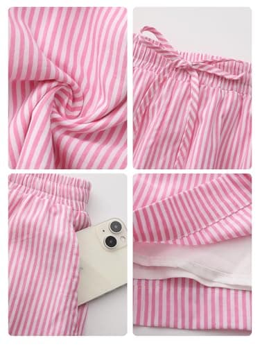 EXLURA Women's Summer 2 Piece Outfits Sleeveless Tank Top Matching Shorts Sets Cotton Striped Sweatsuits Vacation Beach 2025 - Image 2