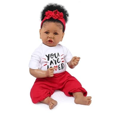 KSBD Realistic Reborn Baby Doll Black Girl – 20 Inch Lifelike Real Life African American Newborn Doll with Soft Body Gift Set for Kids Age 3+ - Image 1