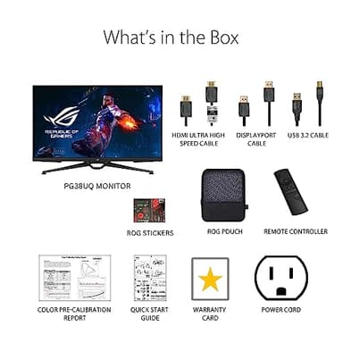 ASUS ROG Swift 38” 4K HDMI 2.1 HDR DSC Gaming Monitor (PG38UQ) - UHD (3840 x 2160), 144Hz, 1ms, Fast IPS, G-SYNC Compatible, Speakers, FreeSync Premium Pro, DisplayPort, DisplayHDR600, 98% DCI-P3 - Image 8