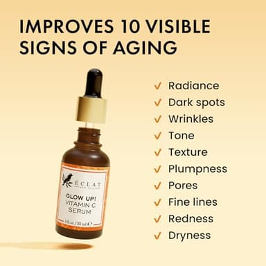 Eclat Skincare Vitamin C Face Serum - Skin Care for Dark Spots, Vitamin C Serum with Hyaluronic Acid, Ferulic Acid, & Vit E - Anti Aging and Skin Brightening, Pure Vit C Facial Care - 30 ml - Image 4