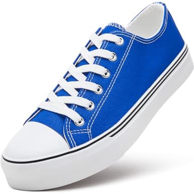 ZGR Mens Classic Casual Shoes,Lace-up Fashion Sneakers,Low Top Canvas Shoes for Men(Blue.US8.5) - Image 1