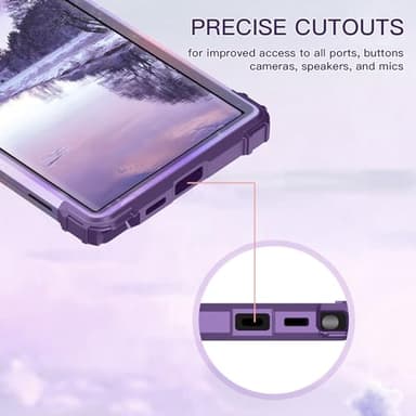 Rancase for Galaxy S23 Ultra 5G Case,Three Layer Heavy Duty Shockproof Full Boby Soft Silicone Rubber Bumper+Hard Plastic Hybrid Protective Case for Samsung Galaxy S23 Ultra 6.8 inch,Dull Purple - Image 5