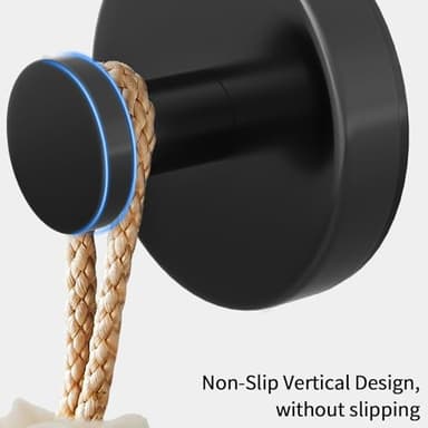 Suction Cup Hooks for Shower, Bathroom, Hanging Towels, Robe, Loofah, Mounting on Glass Shower Doors, Tile, Mirrors, Black, Rubber Suction Cup, 2 Pack - Image 8