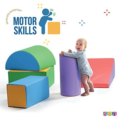 Play22 Soft Climbing Toys for Toddlers Indoor - 5 PC Baby Foam Climbing Blocks, PU Leather Gym Climb and Crawl Play Set Waterproof and Easy to Clean - Image 5