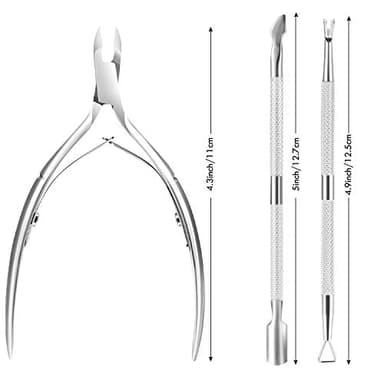 Cuticle Trimmer Cuticle Remover with Cuticle Pusher, XUNXMAS Professional Stainless Steel Durable Pedicure Manicure Tools Cutter Nipper Scissor Clipper for Fingernails and Toenails Dead Skin Silver - Image 3