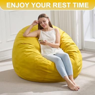 Hobestluk 3FT Bean Bag Chair Giant Bean Bag Chairs for Adults Large Bean Chairs with Removable Cover, Beanbag Chair with Filler, Adult Bean Bag Chairs for Living Room, Bedroom - Image 7