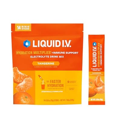Liquid I.V.® Hydration Multiplier +Immune Support - Tangerine | Electrolyte Powder Drink Mix | 1 Pack (14 Servings) - Image 1