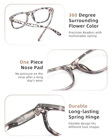 JOLISU 5 Pack Reading Glasses For Women - Stylish Blue Light Blocking Readers -Womens Men Spring Hinge Eyeglasses(1.75) - Image 4