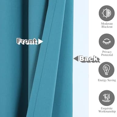 Flyfun Grommet Blackout Curtains for Bedroom and Living Room - 2 Panels Set Thermal Insulated Room Darkening Curtains (Turquoise, 52W x 84L) - Image 3