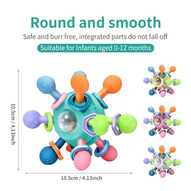 Baby Montessori Teething Toys for 0-6 6-12 Months BPA Free Sensory Toys for Babies 0 3 6 9 12 18 Months Newborn Infant Learning Developmental Chew Rattle Toys Shower Gifts for 1 2 Year Old Girls Boys - Image 8