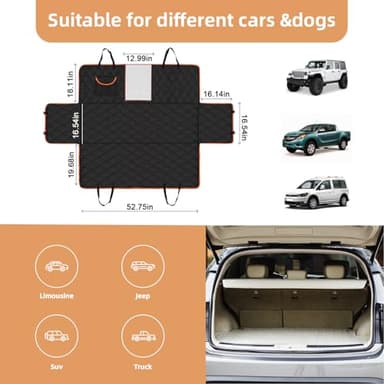 Scratchproof Dog Car Seat Cover For Back Seat, Waterproof Back Seat Pet Cover For Dogs With Mesh Window,Storage Pocket,Side Flap,Collapsible Nonslip Dog Seat Cover Universal Size Fit for Car/Truck/SUV - Image 6