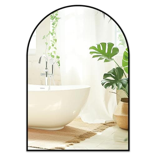 Fabuday Large Black Arch Mirror for Bathroom Wall - 26x38 Big Arched Mirror for Over Sink, Hanging Metal Framed Mirrors for Living Room, Bedroom, Entryway, Hallway Decor - Image 1