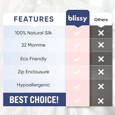 Blissy Silk Pillowcase - 100% Pure Mulberry Silk - 22 Momme 6A High-Grade Fibers - Silk Pillow Cover for Hair & Skin - Regular, Queen & King with Hidden Zipper (Standard, Plum) - Image 6