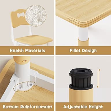 Brelley Kids Table and 2 Chairs Set, Height Adjustable Toddler Desk and Chair Set, Graffiti Desktop, Classroom/Daycare/Home, Children Multi-Activity Table for Ages 2-8 - Image 6