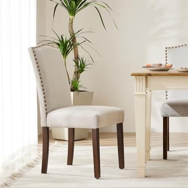 DUMOS Dining Chairs Set of 4, Moden Kitchen Table Chairs with Wooden Legs and Padded Seat for Dining Room/Kitchen/Living Room/Restaurant, Beige - Image 7