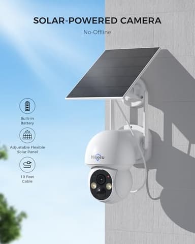 Hiseeu Solar Camera Wireless Outdoor, Home Security Camera System, 2.4G & 5G WiFi, Solar-Powered 4MP 4 Cam-Kit, Color Night Vision, 360° View, Pan & Tilt, 1TB HDD Local Recording, No Subscription - Image 2