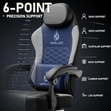 WAILOR Gaming Chair with Massage and Packet Spring Cushion,Ergonomic Gamer Chairs for Adults with Footrest 300lbs,High Back Gamer Leather Chair with Headrest and Lumbar Support - Image 6